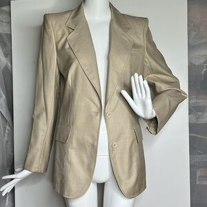 Yves Saint Laurent YSL Sz 42 Wool Silk Structured Two Button Blazer